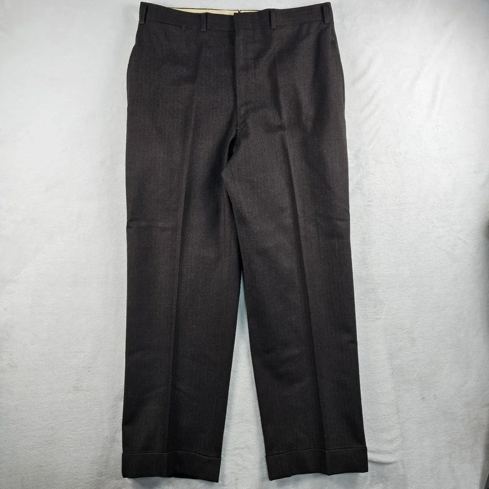 Vtg 80's Cable Car Clothiers Suit Men 40S 33x28 Herringbone Flannel Wool BESPOKE
